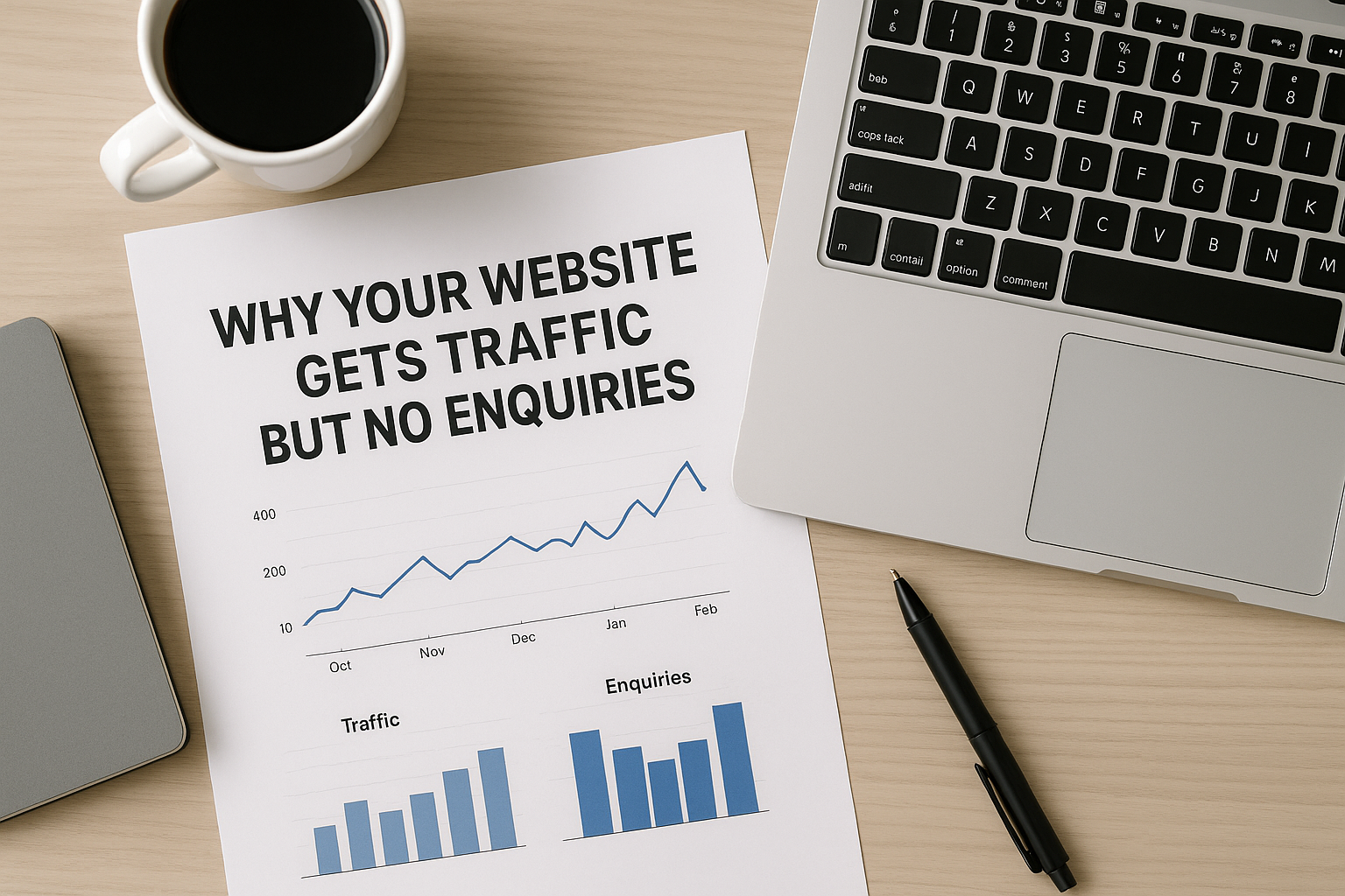 A website analytics dashboard showcasing traffic and conversion metrics